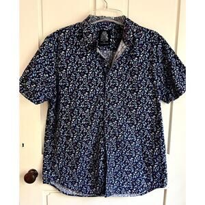 Men’s XL English Laundry Cotton Short Sleeve Button Front Shirt-Butterfly,Birds